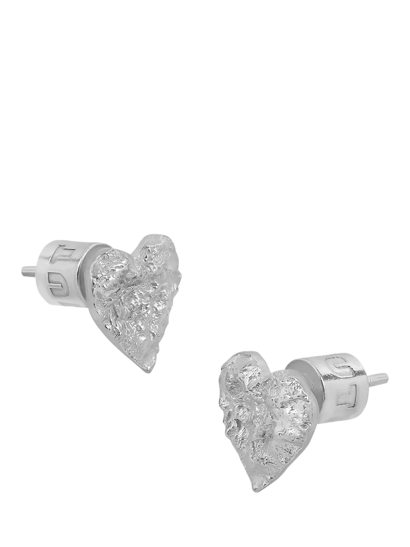 TUTTI Revere textured heart stud earrings silver - British product