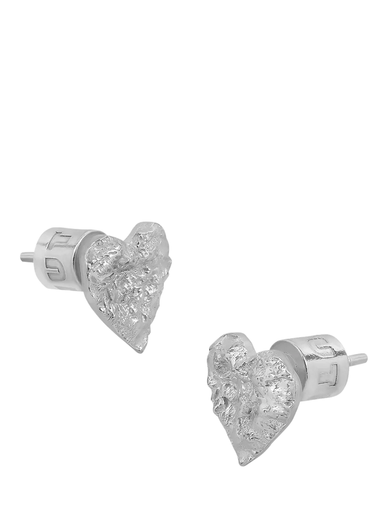 TUTTI Revere textured heart stud earrings silver - British product