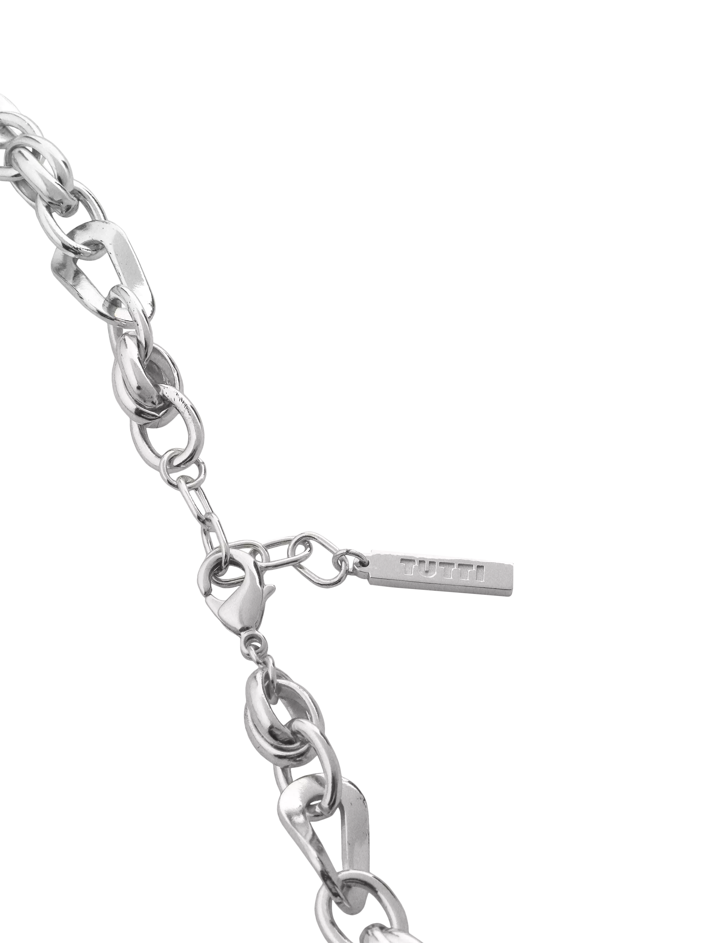 TUTTI chunky wave chain necklace silver (British brand)