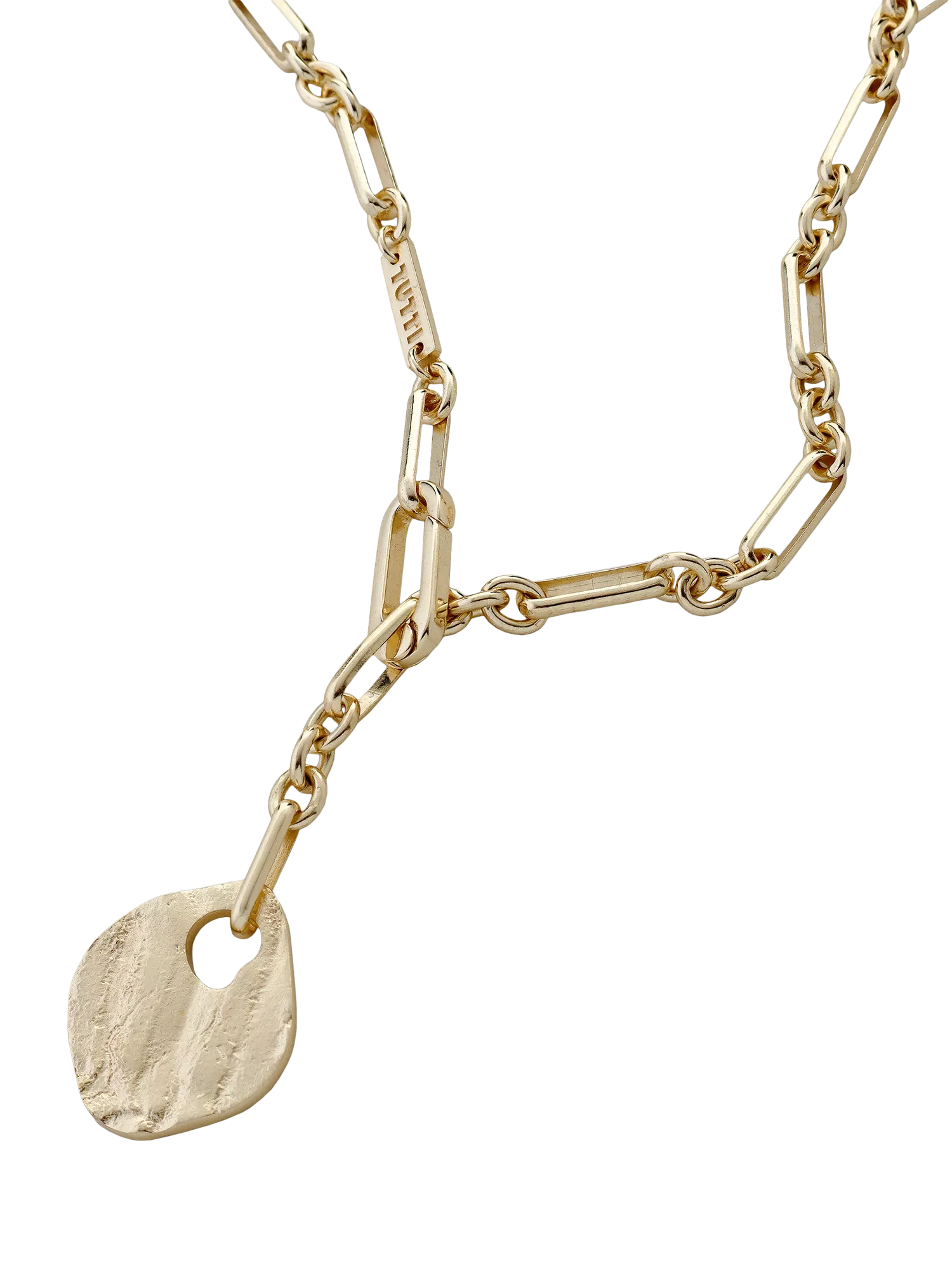 TUTTI Baia lariat disc pendant necklace gold 70cm (British brand)