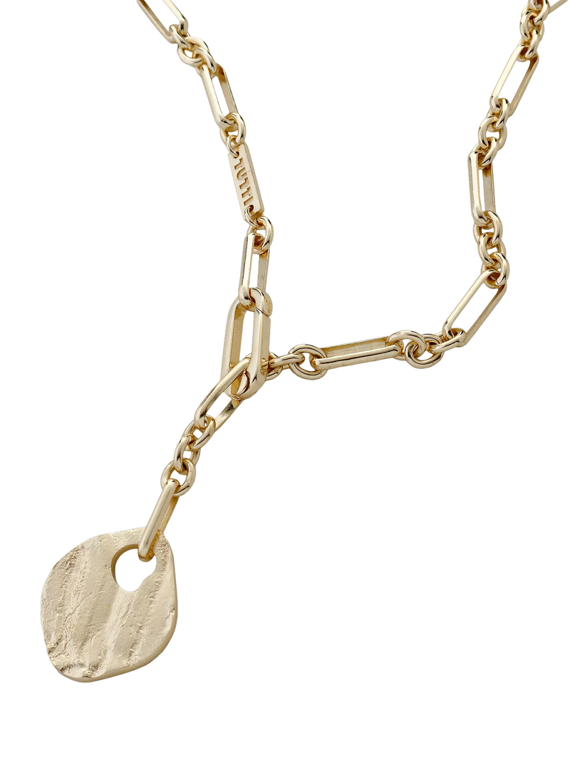 TUTTI Baia lariat disc pendant necklace gold 70cm (British brand)