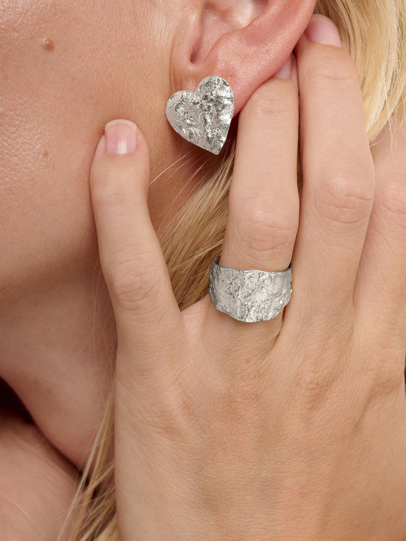TUTTI Revere textured silver ring UK size P 1/2 - British product