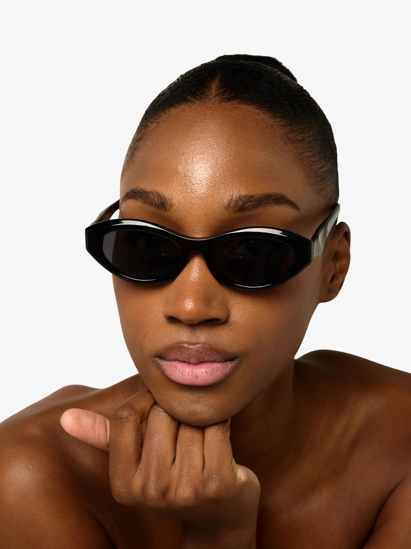 TUTTI SG58 Arc Oval Sunglasses Black acetate frames, imported from the UK
