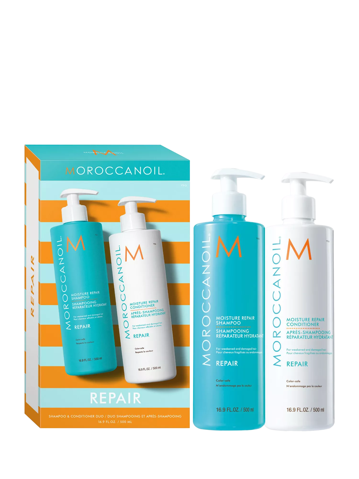 Moroccanoil moisture repair shampoo and conditioner duo 500ml, UK version