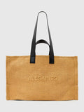 AllSaints Lutece raffia tote, biscuit brown, imported from the UK