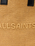 AllSaints Lutece raffia tote, biscuit brown, imported from the UK