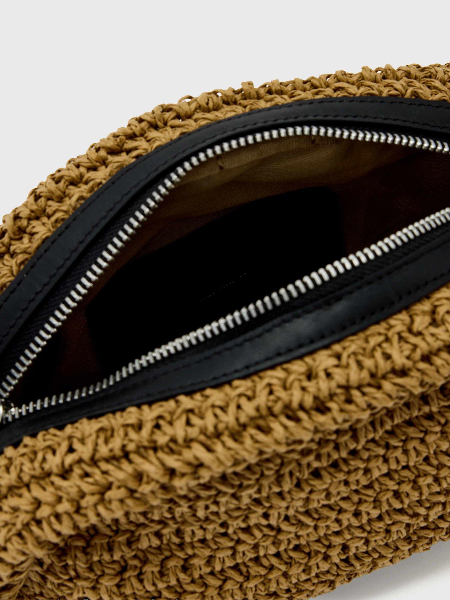AllSaints Rosalie raffia shoulder bag biscuit brown (British brand)