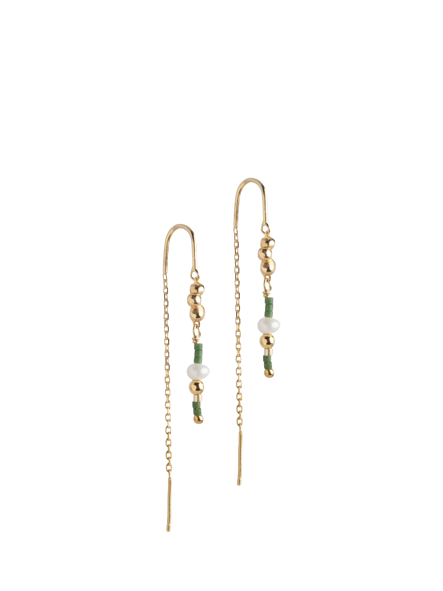 ENAMEL Copenhagen Nara Miyuki chain drop pearl earrings yellow gold (British brand)