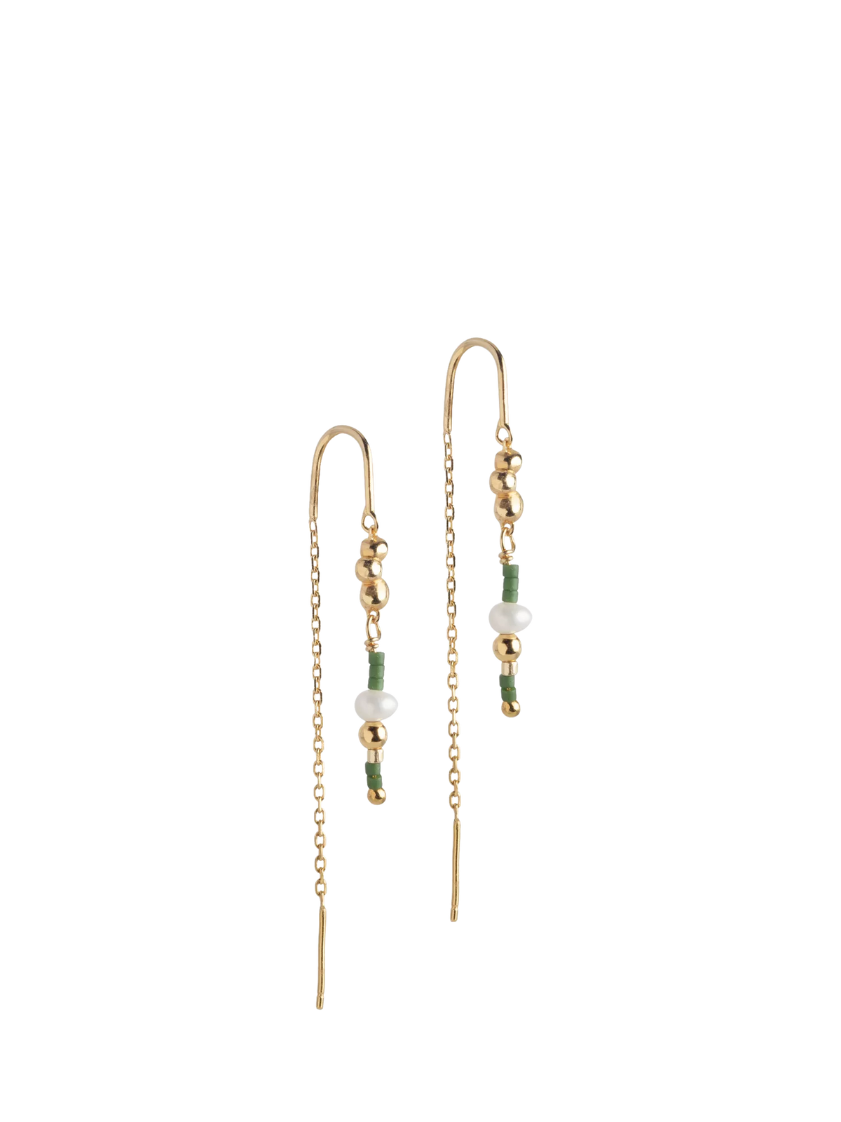 ENAMEL Copenhagen Nara Miyuki chain drop pearl earrings yellow gold (British brand)
