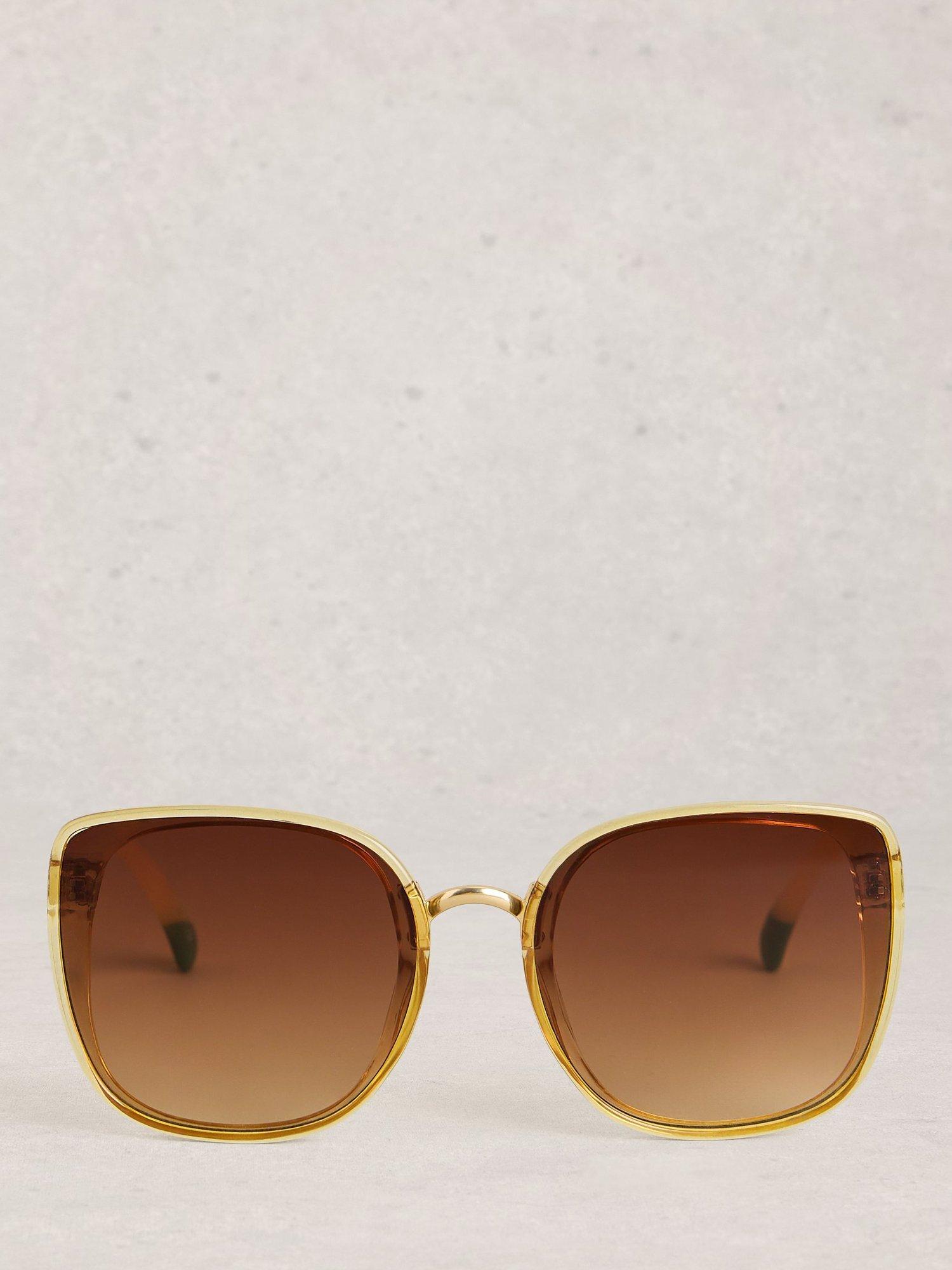 White Stuff oversized sunglasses yellow light butterfly frame (British brand)