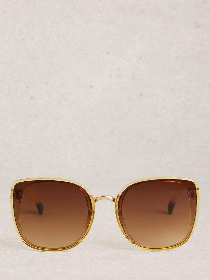 White Stuff oversized sunglasses yellow light butterfly frame (British brand)