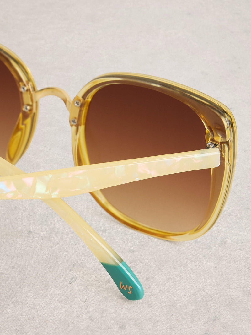 White Stuff oversized sunglasses yellow light butterfly frame (British brand)
