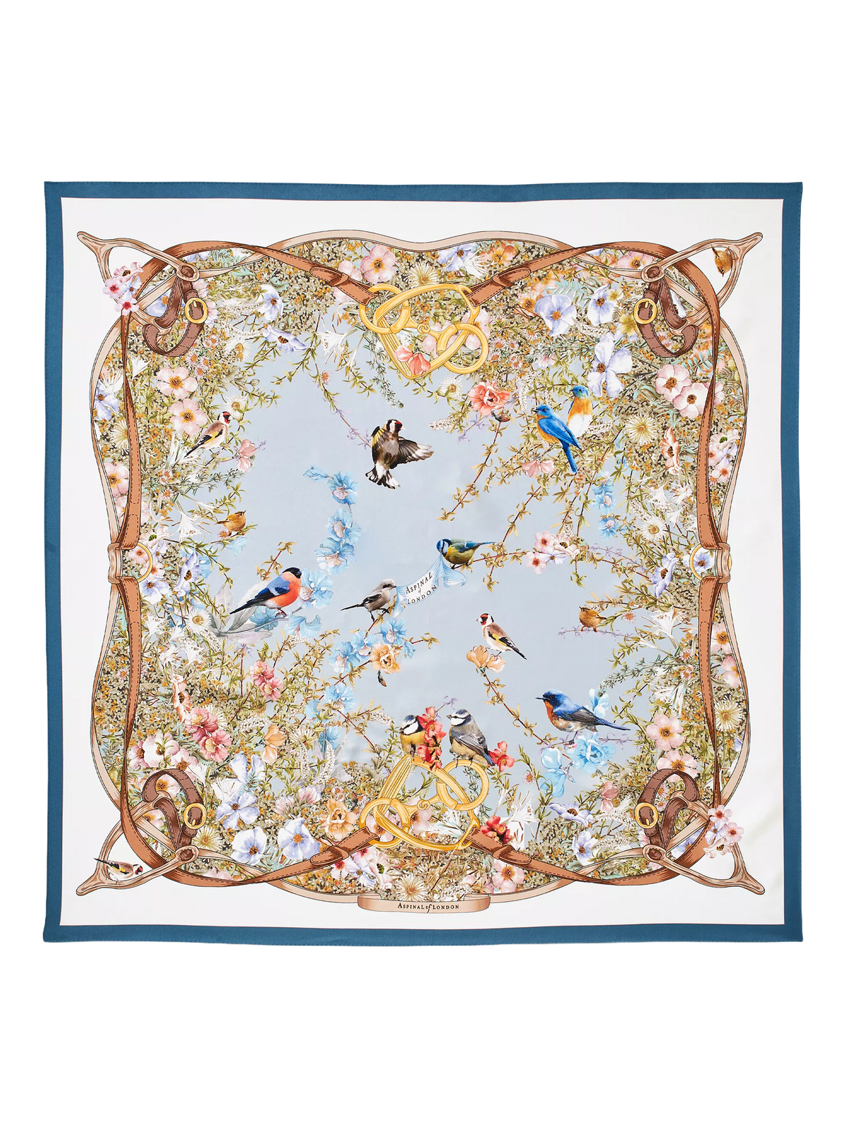 Aspinal of London silk square scarf skyblue, UK version