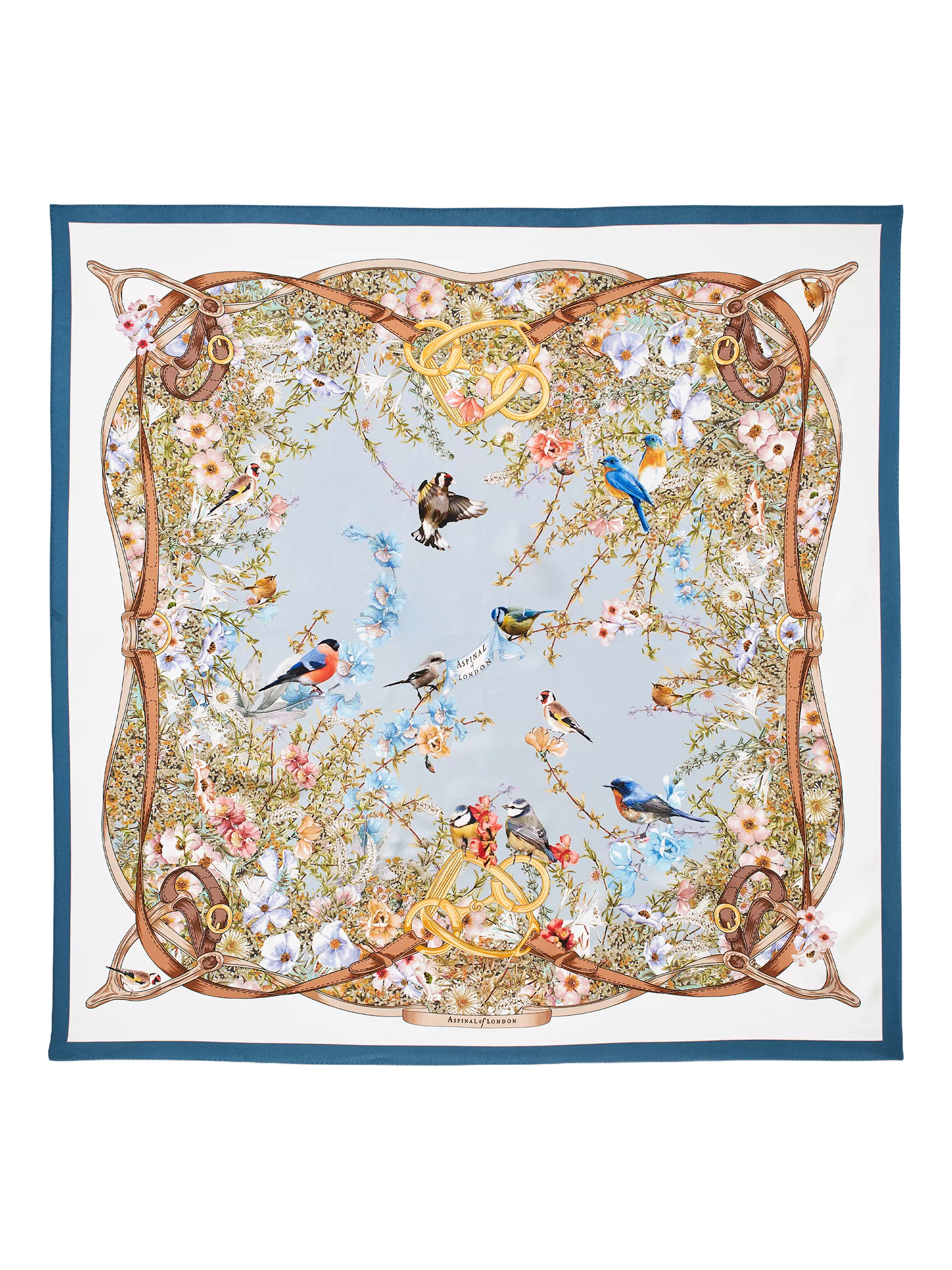 Aspinal of London silk square scarf skyblue, UK version