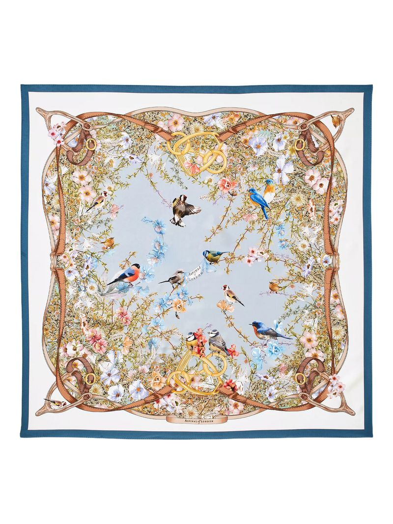 Aspinal of London silk square scarf skyblue, UK version