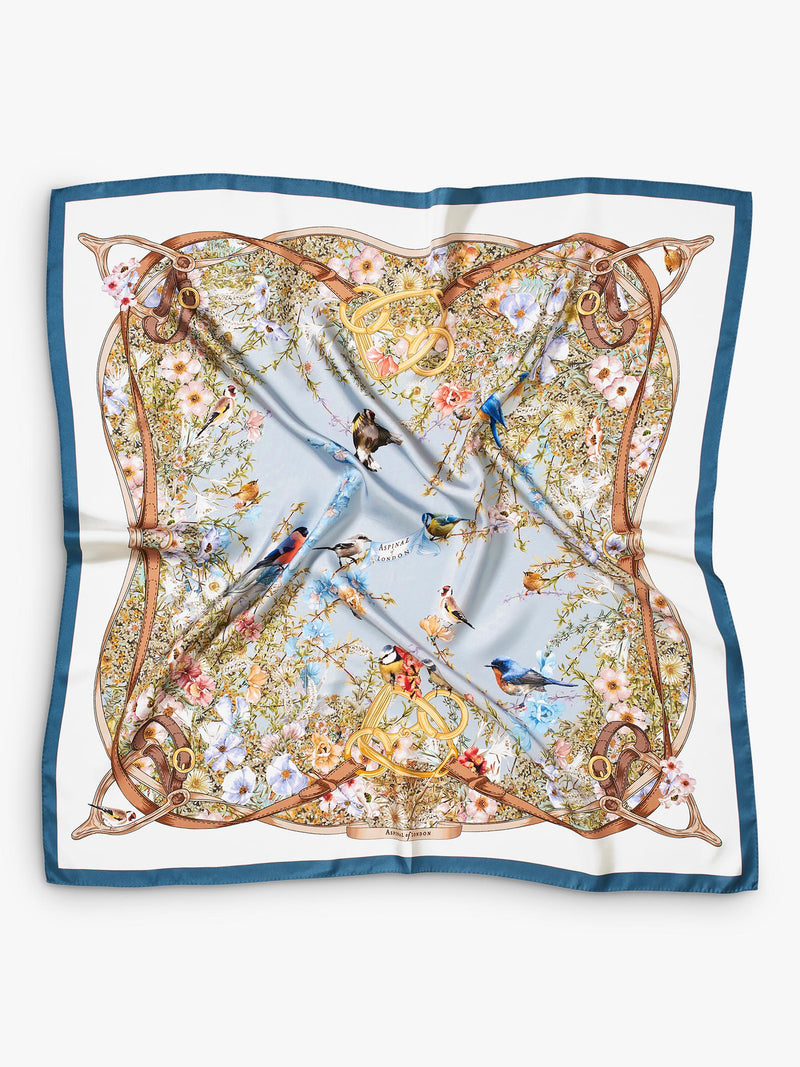 Aspinal of London silk square scarf skyblue, UK version