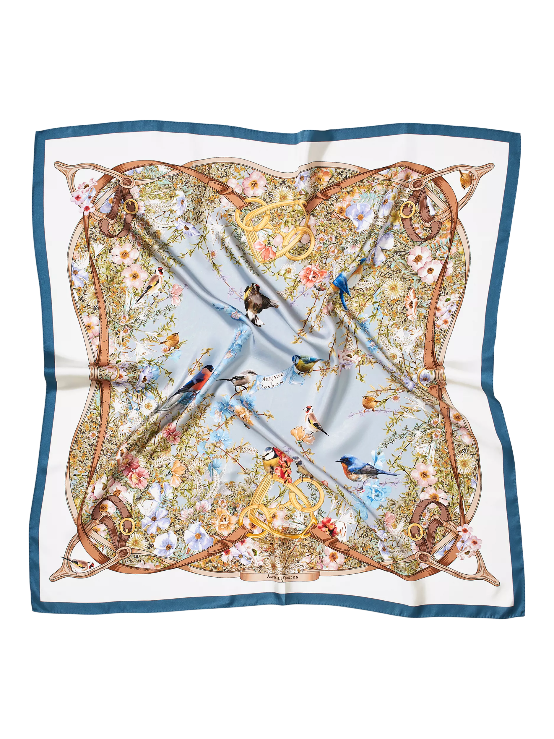 Aspinal of London silk square scarf skyblue, UK version