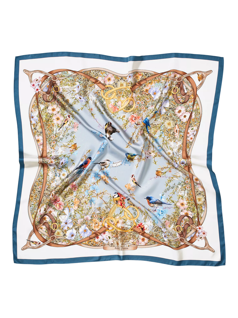 Aspinal of London silk square scarf skyblue, UK version