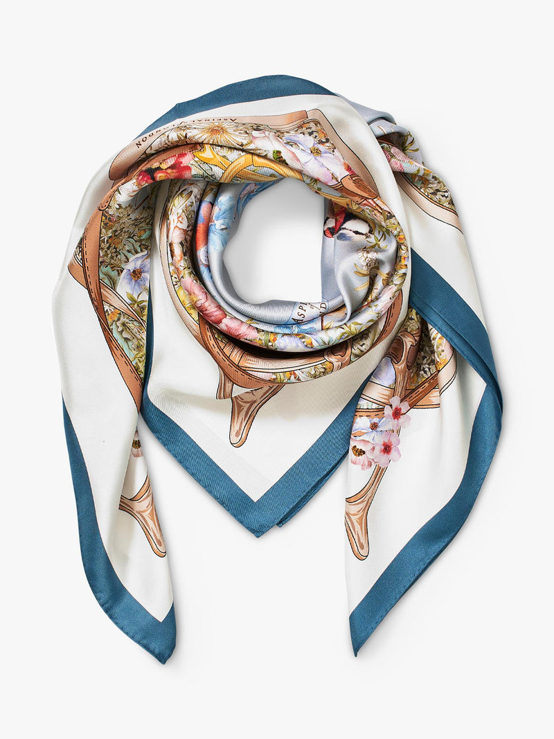 Aspinal of London silk square scarf skyblue, UK version