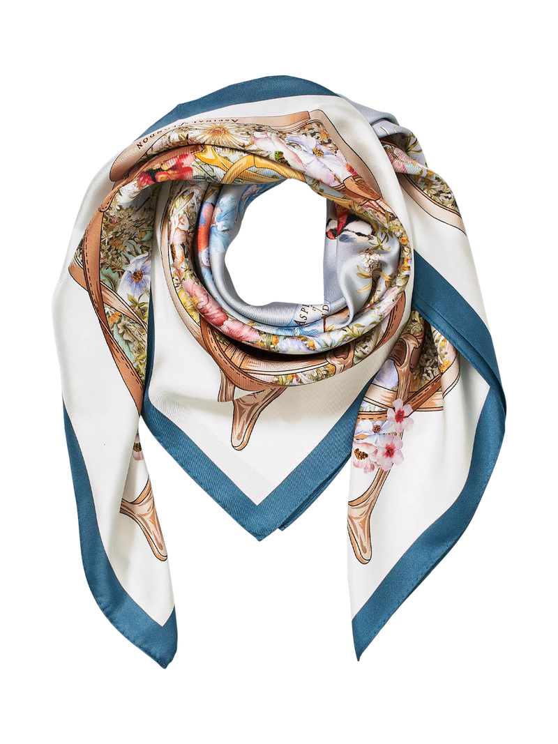 Aspinal of London silk square scarf skyblue, UK version