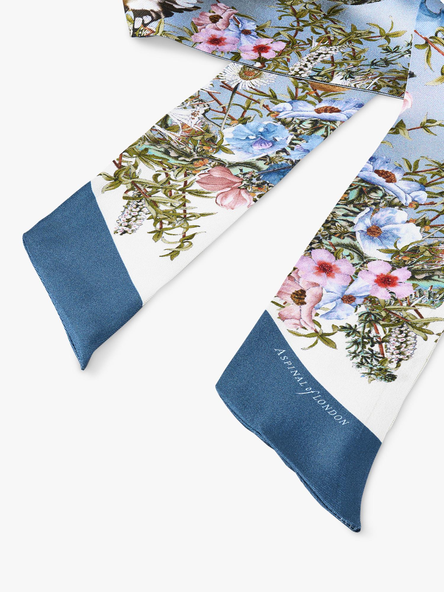Aspinal of London skinny silk scarf skyblue, imported from the UK