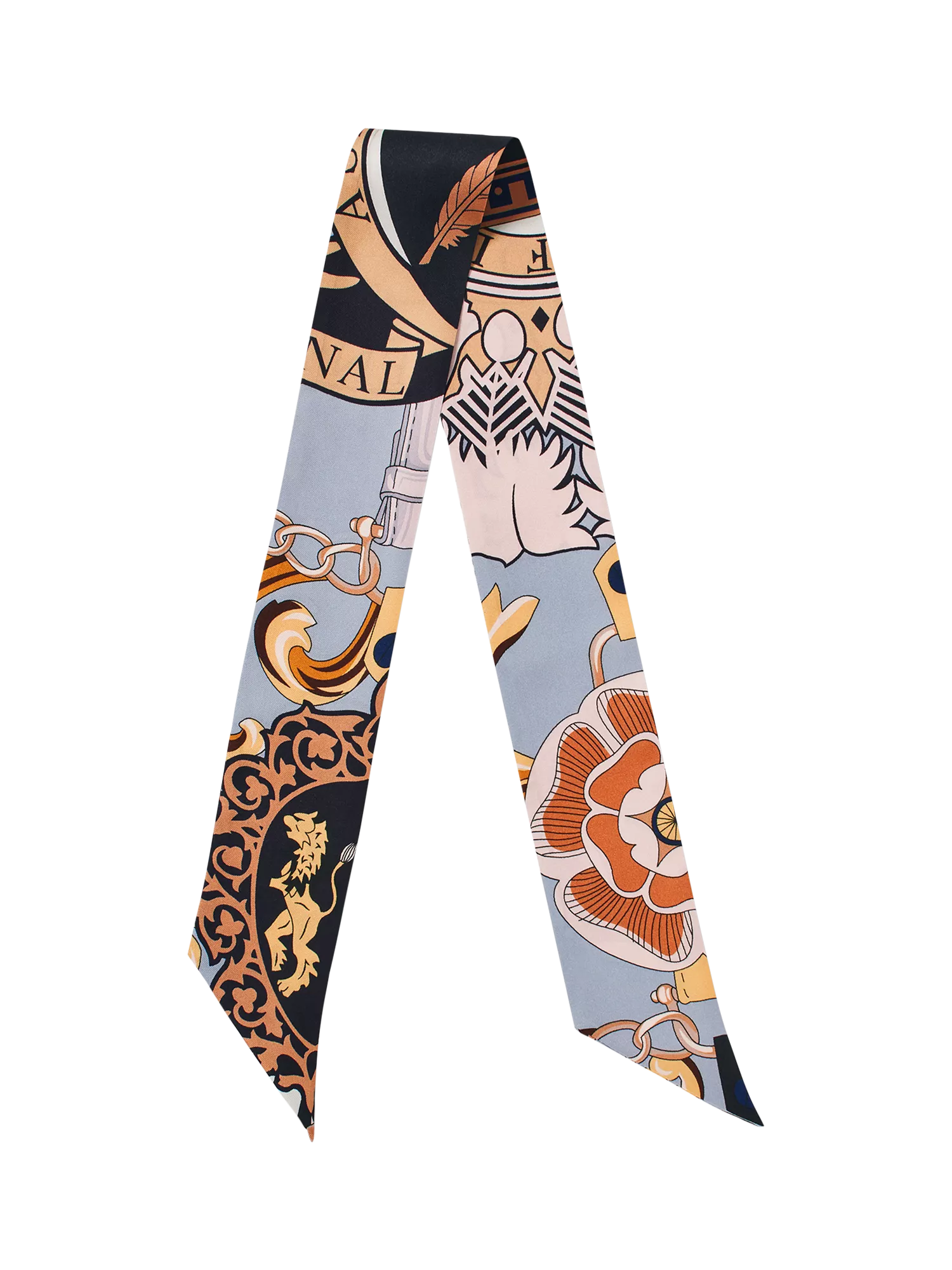 Aspinal of London skinny silk scarf neutral, imported from the UK