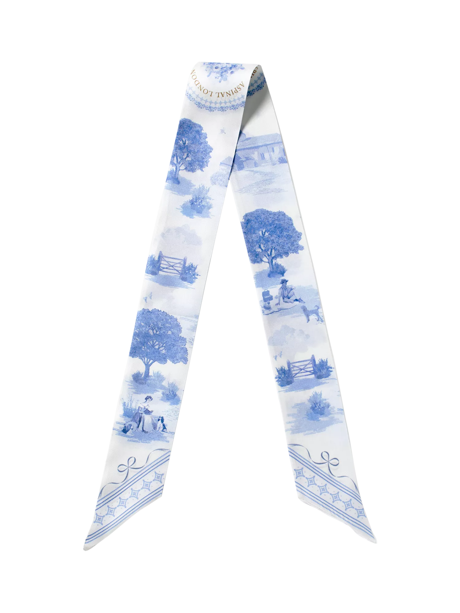 Aspinal of London skinny silk scarf skyblue, UK version
