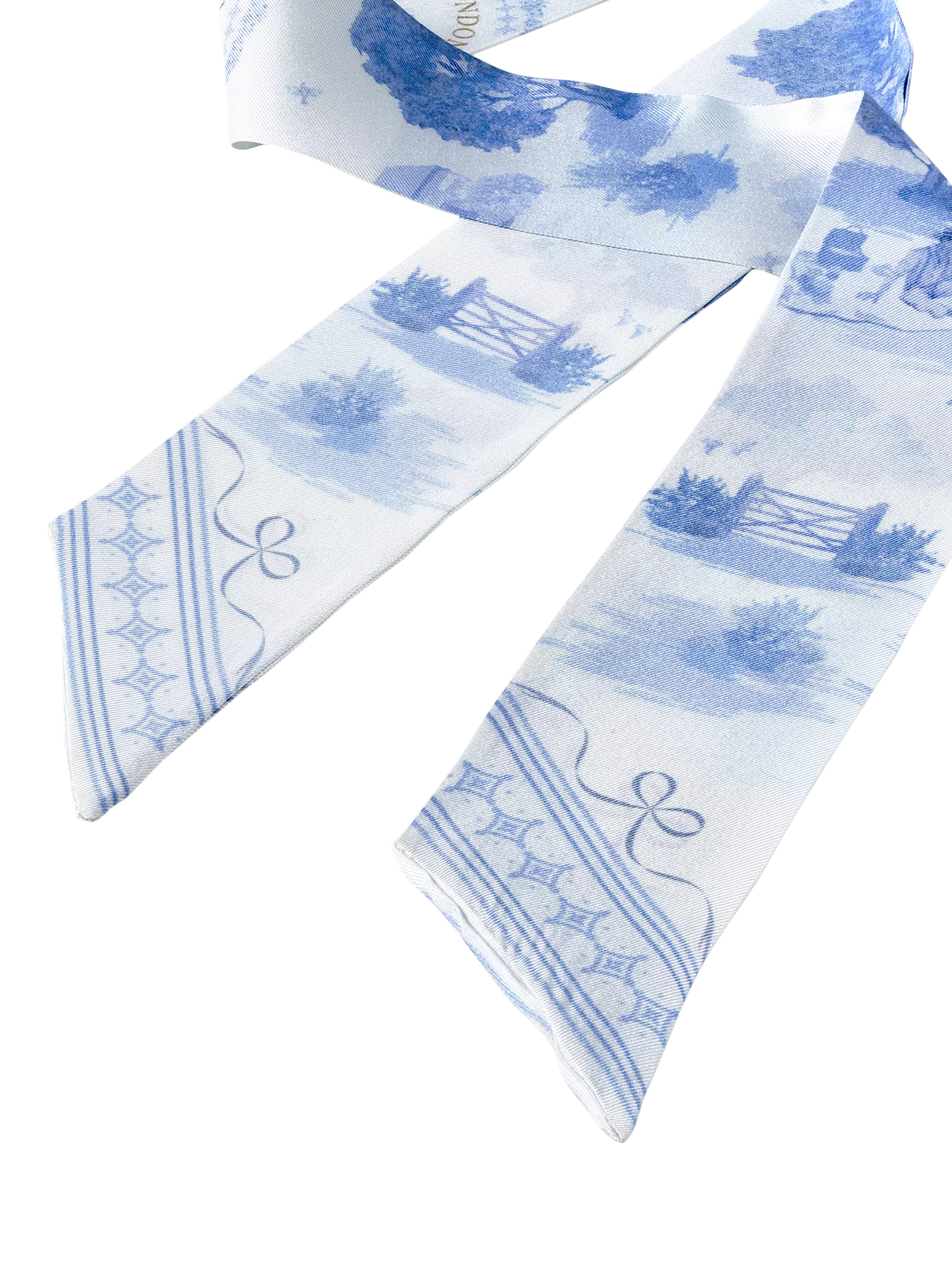 Aspinal of London skinny silk scarf skyblue, UK version