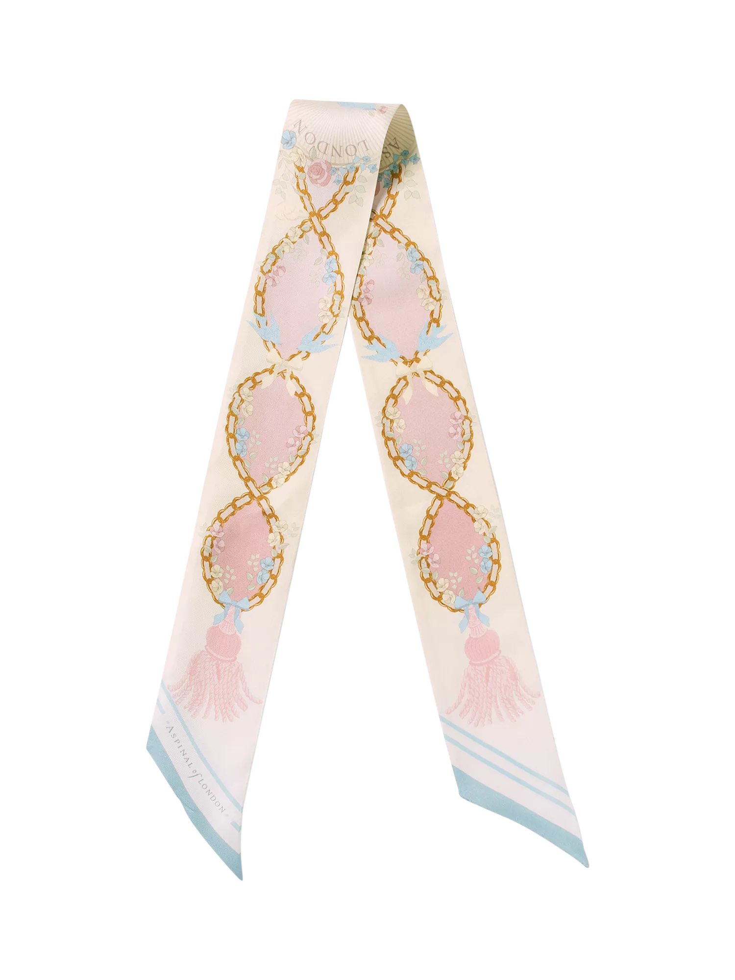 Aspinal of London skinny silk scarf Rose, UK version