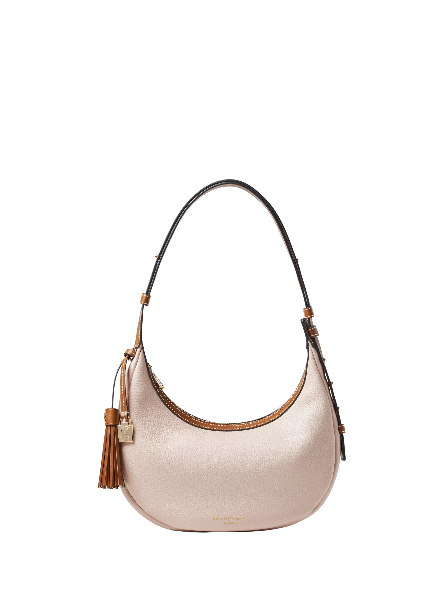 Aspinal of London small crescent bag neutral, imported from the UK