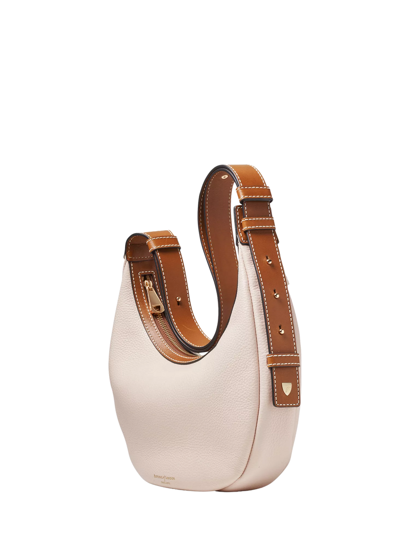 Aspinal of London small crescent bag neutral, imported from the UK