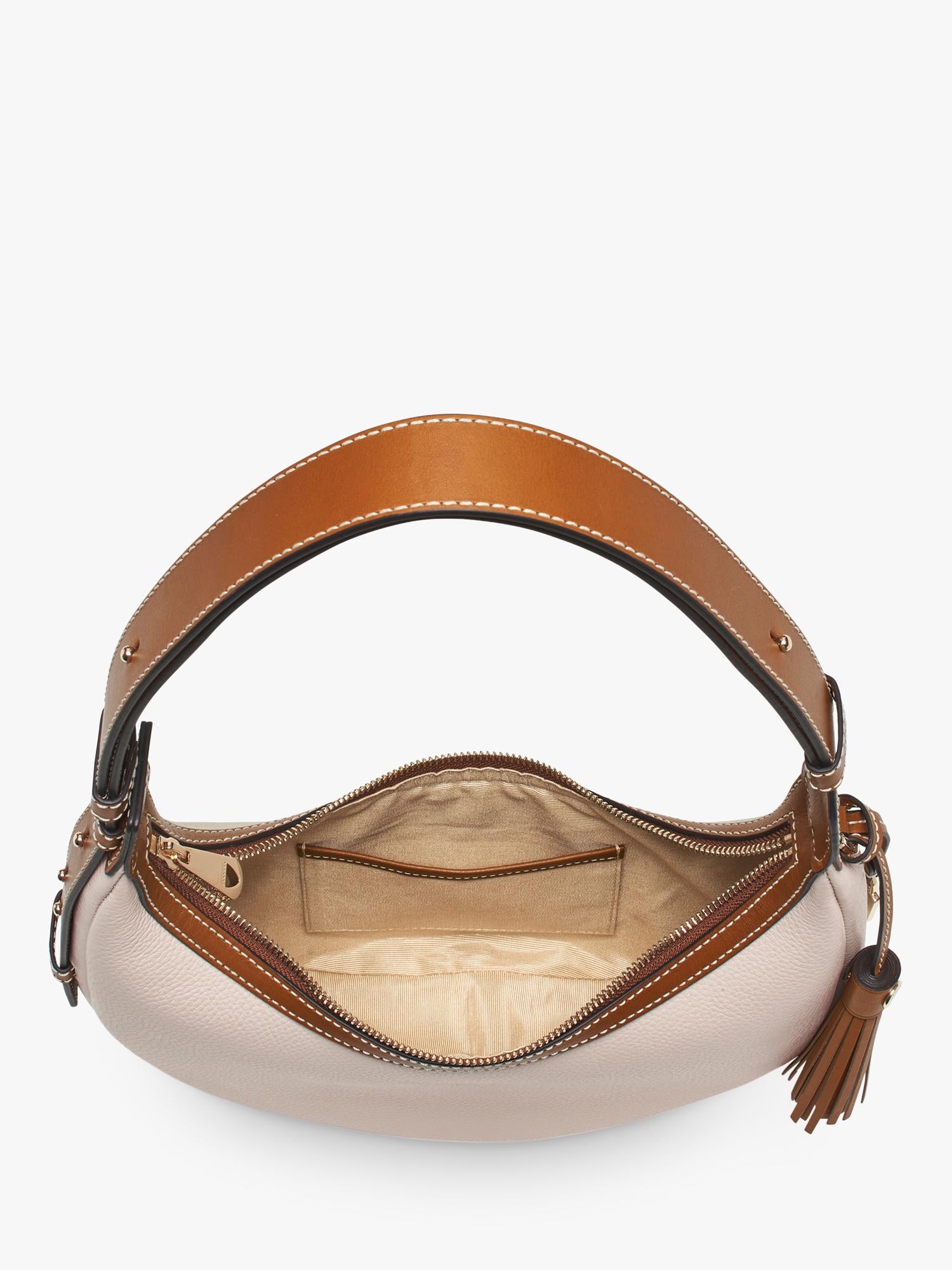 Aspinal of London small crescent bag neutral, imported from the UK