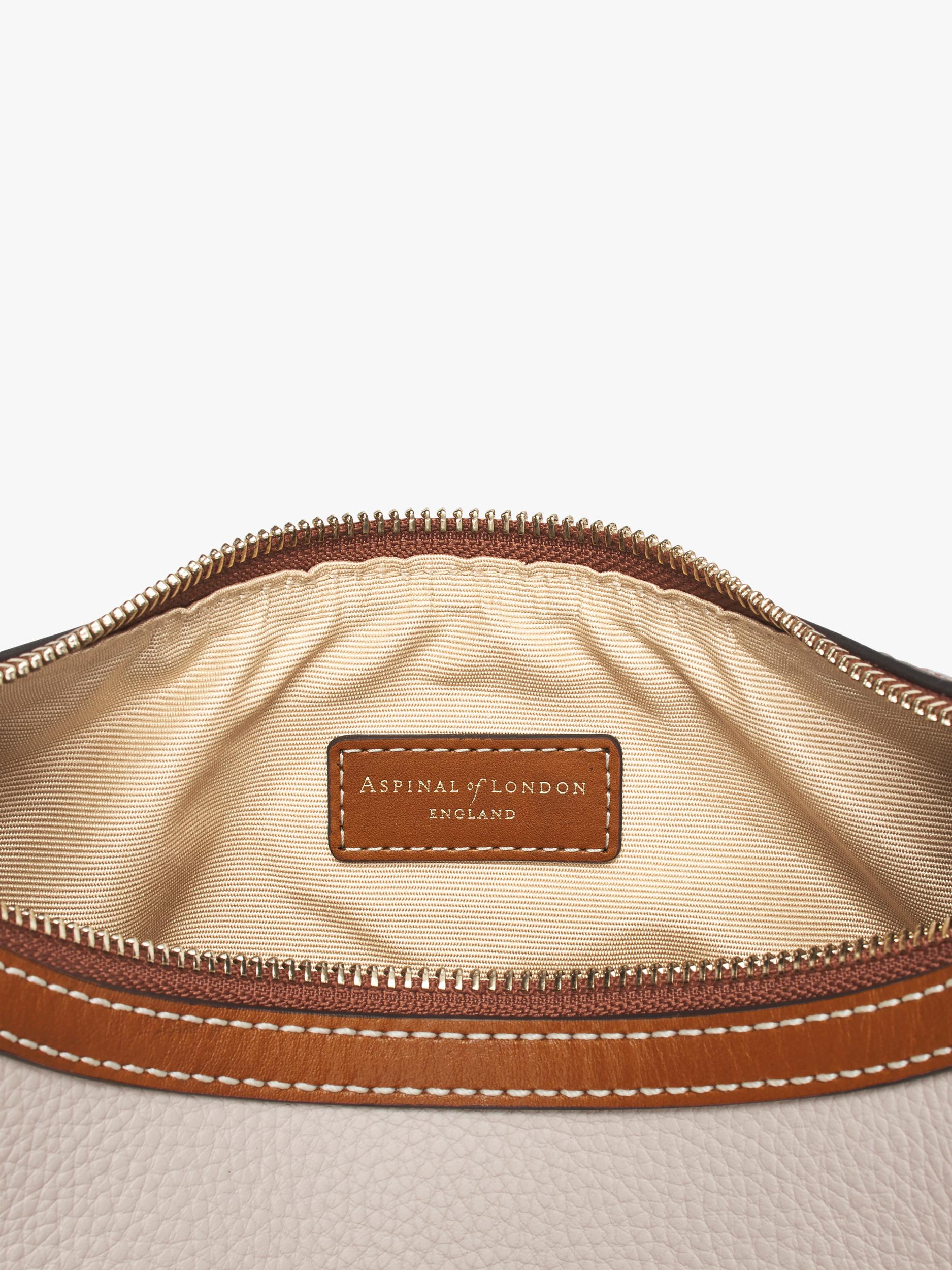 Aspinal of London small crescent bag neutral, imported from the UK