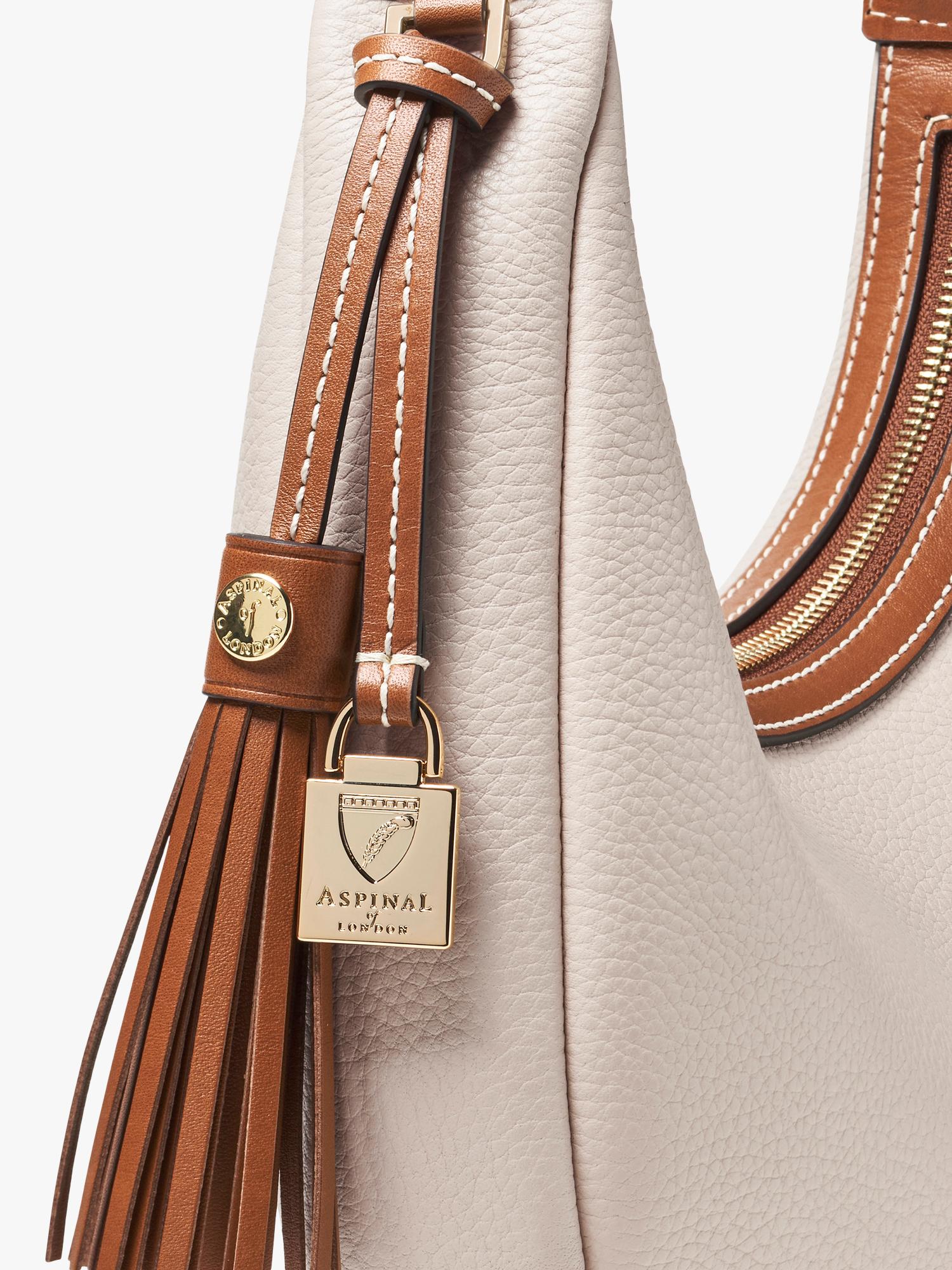 Aspinal of London small crescent bag neutral, imported from the UK