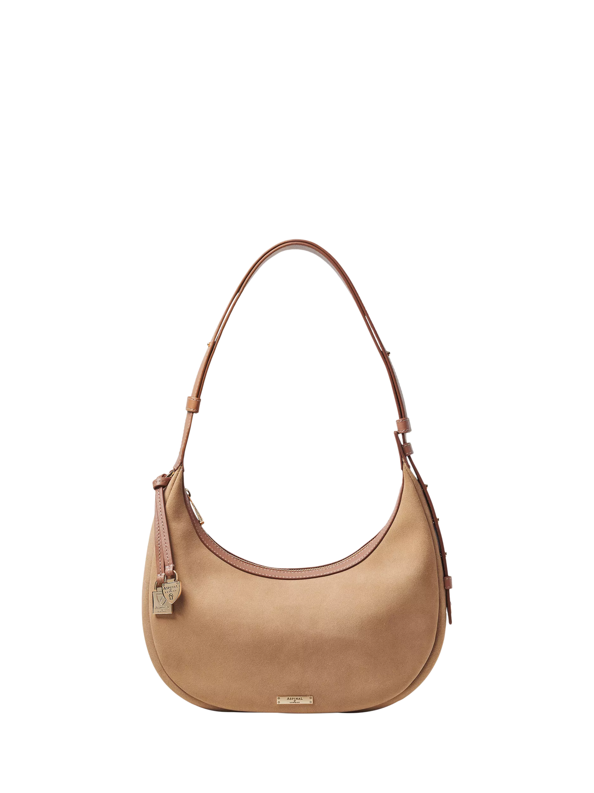 Aspinal of London Soho Suede small crescent bag, UK version