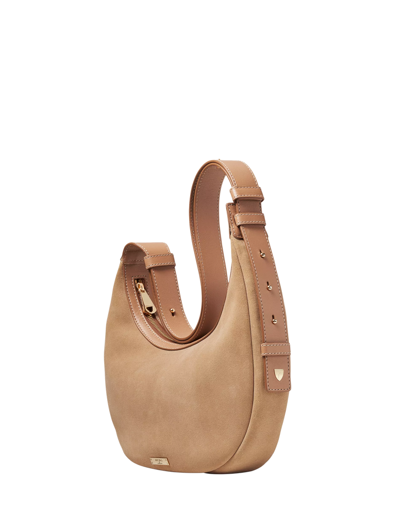 Aspinal of London Soho Suede small crescent bag, UK version