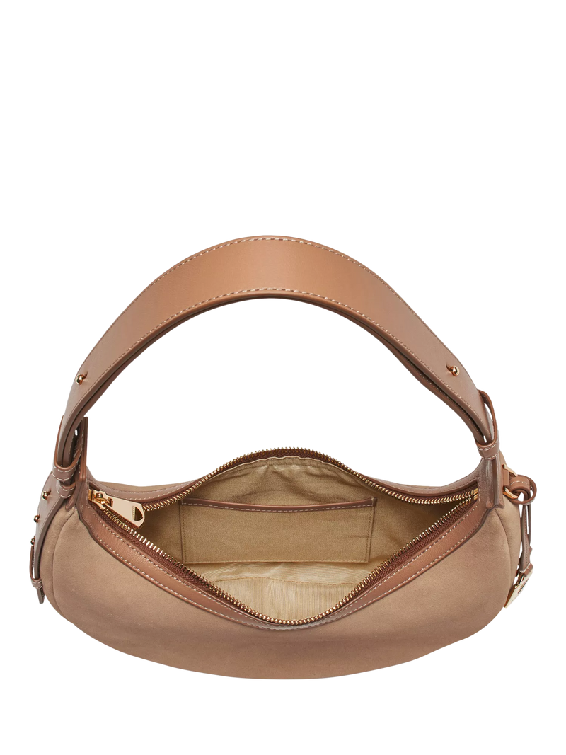Aspinal of London Soho Suede small crescent bag, UK version