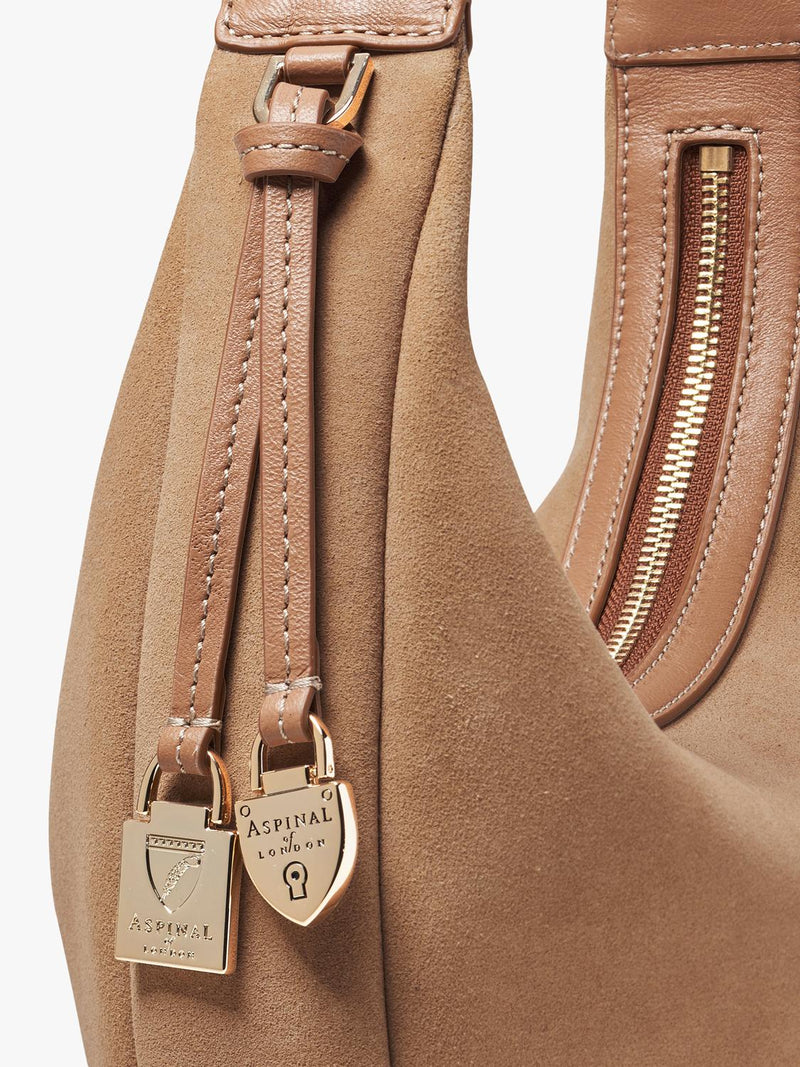 Aspinal of London Soho Suede small crescent bag, UK version