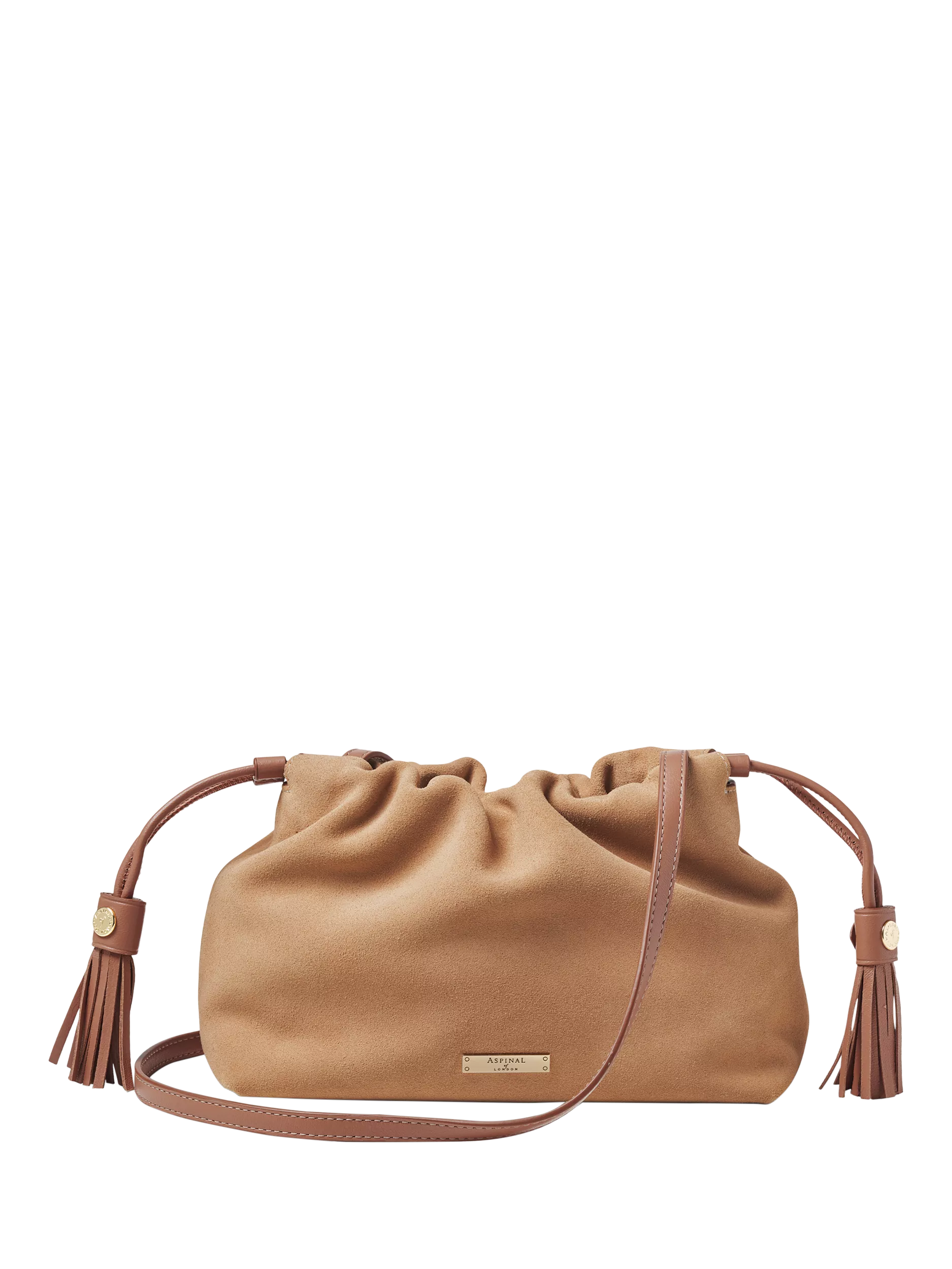 Aspinal of London suede crossbody pouch bag (British brand)