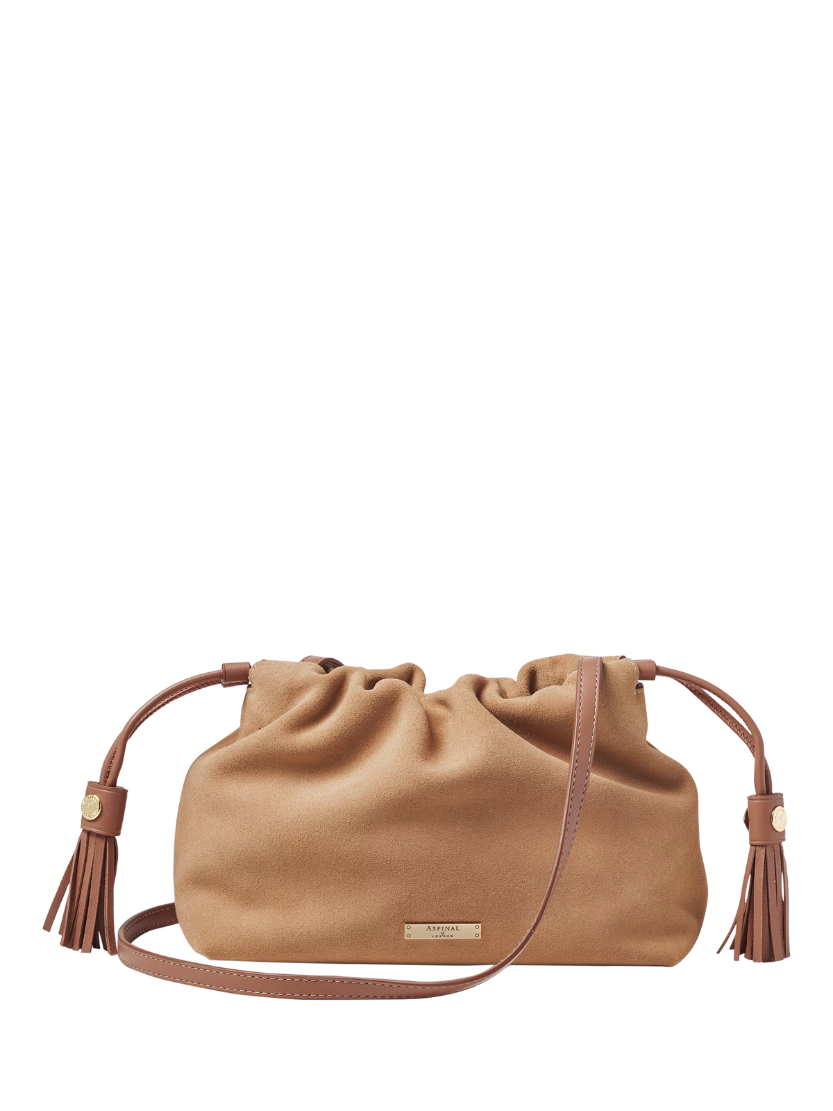 Aspinal of London suede crossbody pouch bag (British brand)
