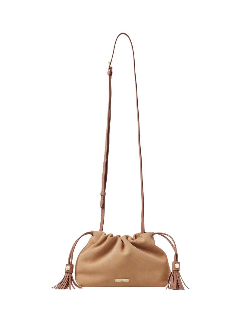 Aspinal of London suede crossbody pouch bag (British brand)