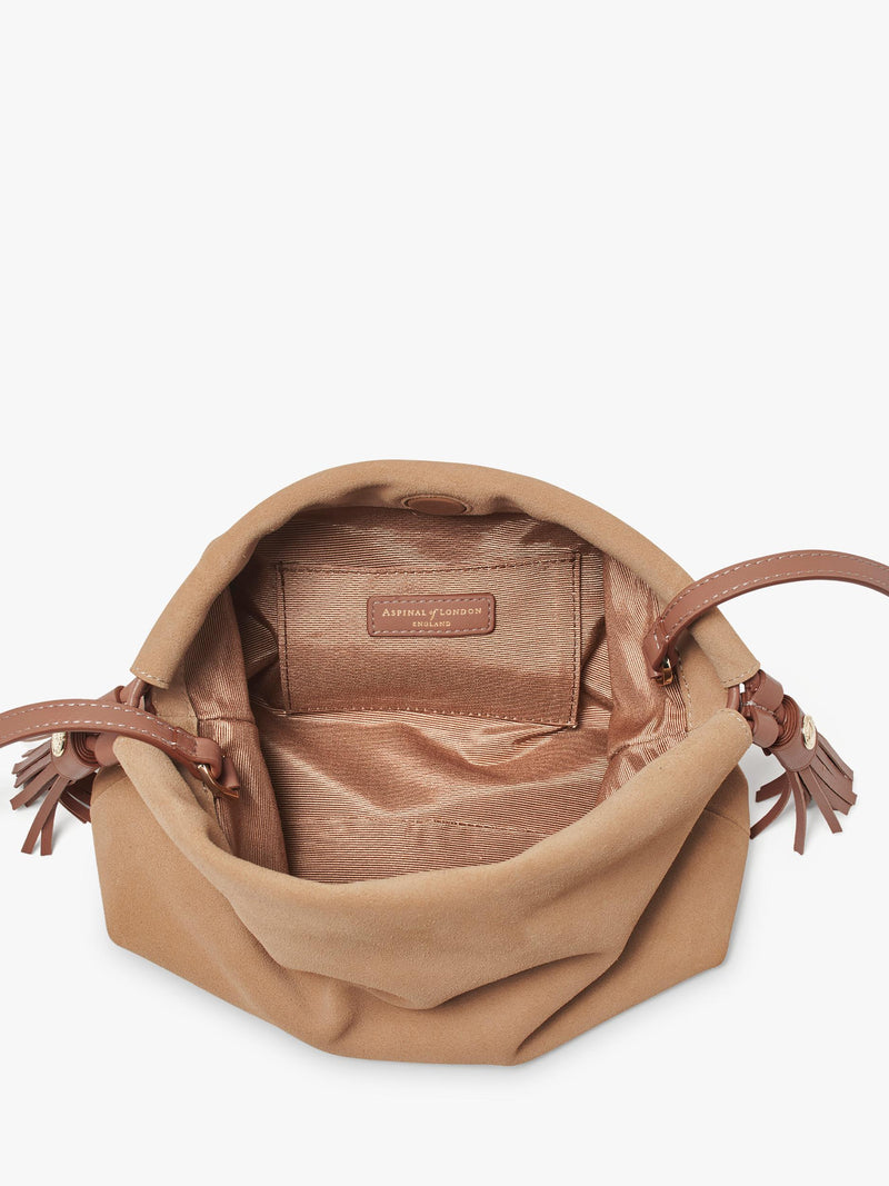 Aspinal of London suede crossbody pouch bag (British brand)
