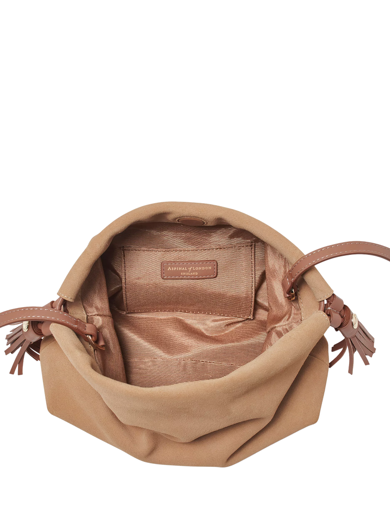 Aspinal of London suede crossbody pouch bag (British brand)
