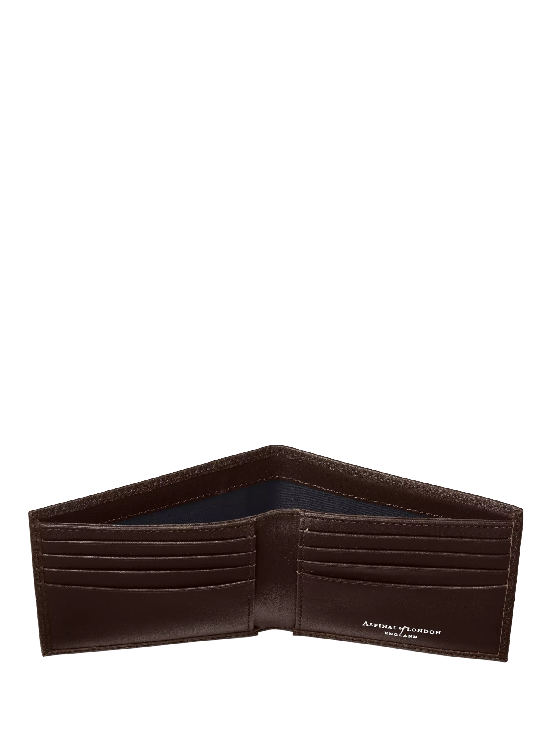 Aspinal of London pebbled leather billfold wallet chocolate, UK version