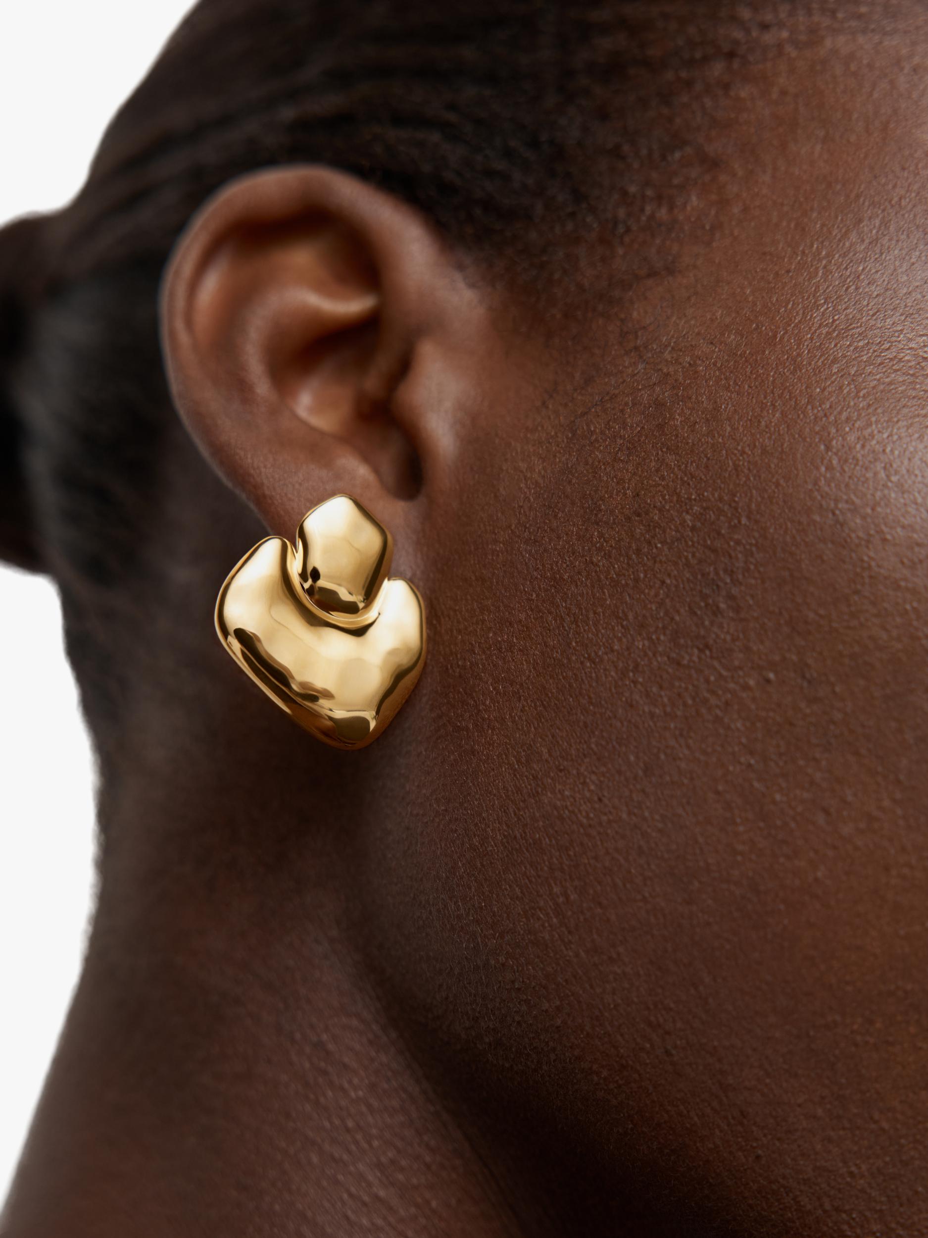 Monica Vinader Odyssey Bold Earrings gold textured drop earrings UK version