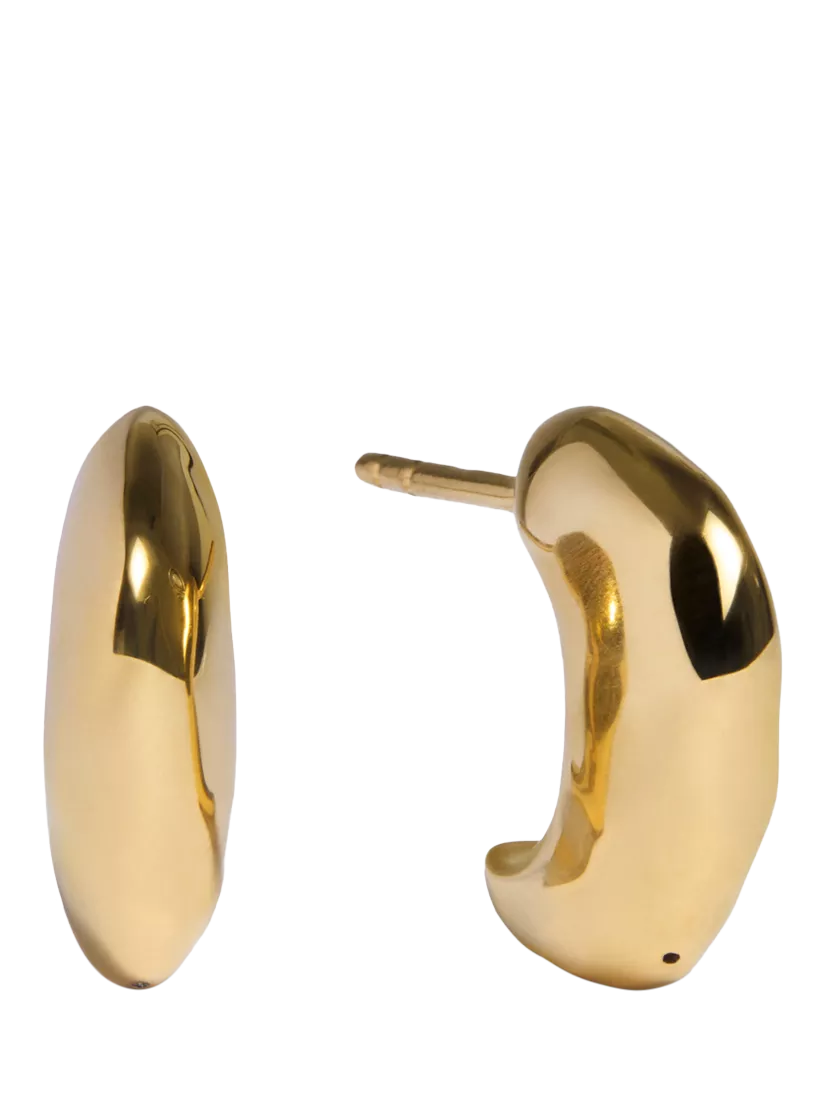 Monica Vinader huggie hoop earrings gold vermeil, imported from the UK