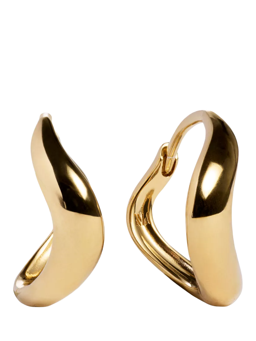 Monica Vinader Swirl Huggie Earrings, imported from the UK