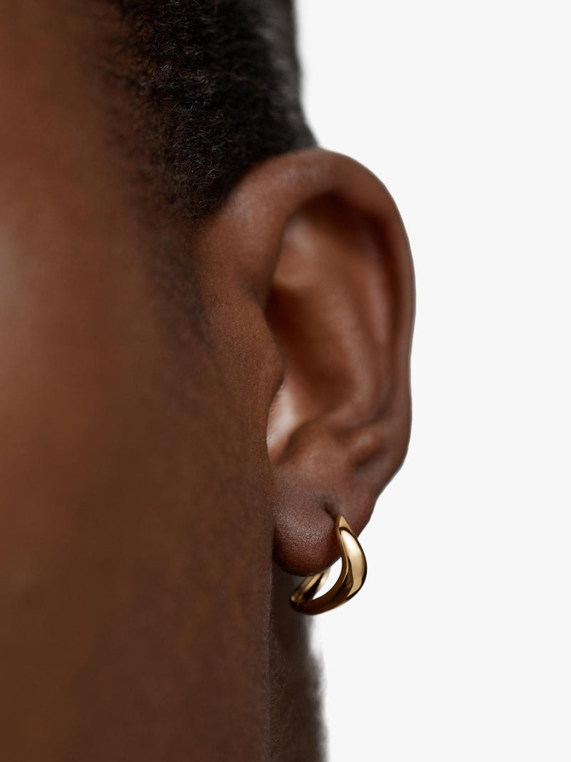 Monica Vinader Swirl Huggie Earrings, imported from the UK