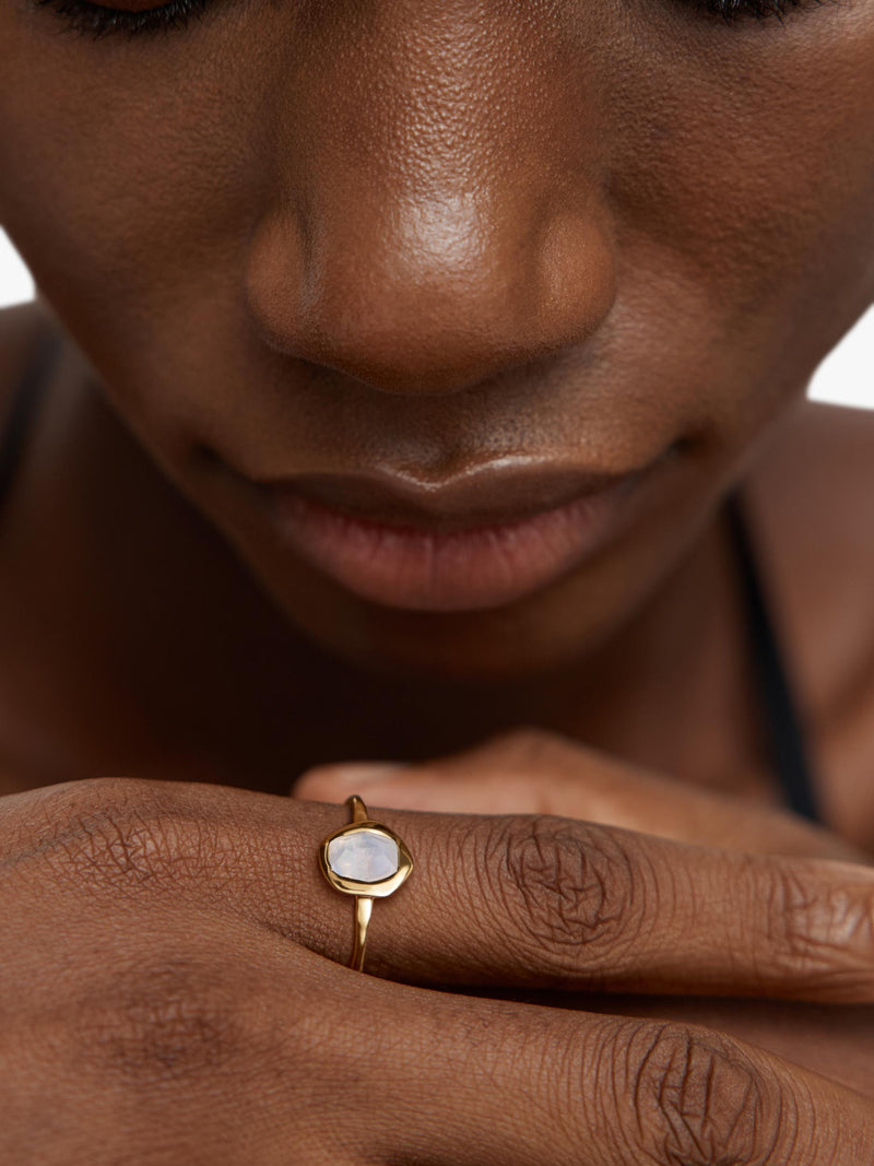 Monica Vinader moonstone gemstone gold ring - British product