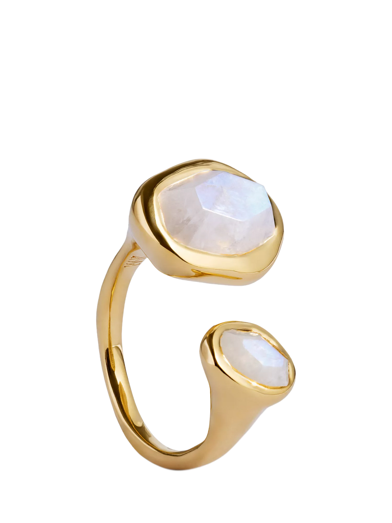 Monica Vinader Odyssey Moonstone Ring Gold Size S, imported from the UK